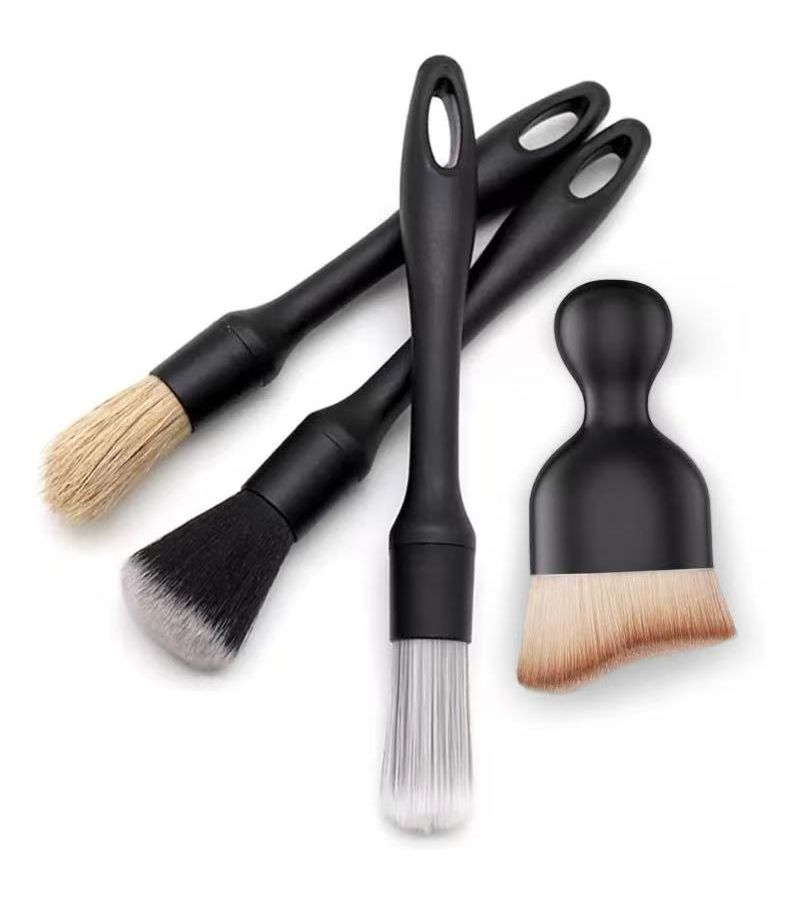 4 Professional Automotive Detailing Brushes Soft Bristles Scratch Resistant Plastic for Dashboard Vents Tires Ergonomic Handle - Image 1