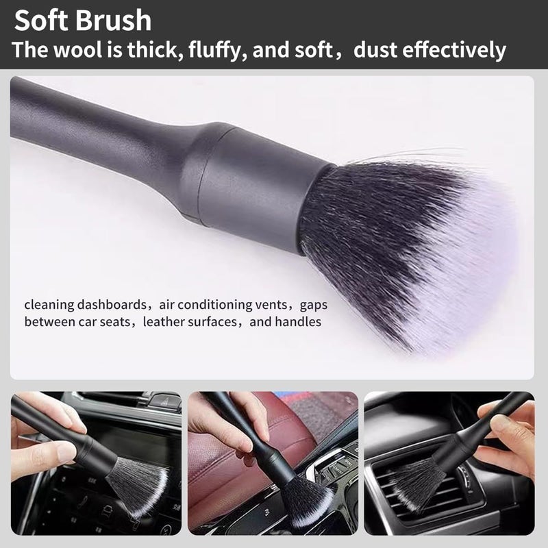 4 Professional Automotive Detailing Brushes Soft Bristles Scratch Resistant Plastic for Dashboard Vents Tires Ergonomic Handle - Image 3