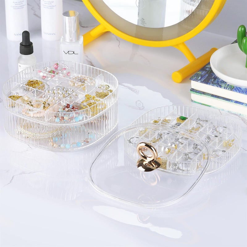 LETURE 3-Layer Acrylic Jewelry Organizer Box for Stud Earrings, Rings, Necklaces, Bracelets, Claw Clip Organizer, Small Bead Storage Containers for Crafts (Clear) - Image 5