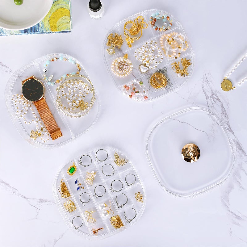 LETURE 3-Layer Acrylic Jewelry Organizer Box for Stud Earrings, Rings, Necklaces, Bracelets, Claw Clip Organizer, Small Bead Storage Containers for Crafts (Clear) - Image 2