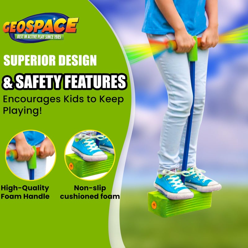 Geospace Jumparoo Deluxe LED Bungee Boing Foam Bouncing Toy - The Squeakiest, Easiest Pogo Ever! for Kids 3 Years & Up - Image 2