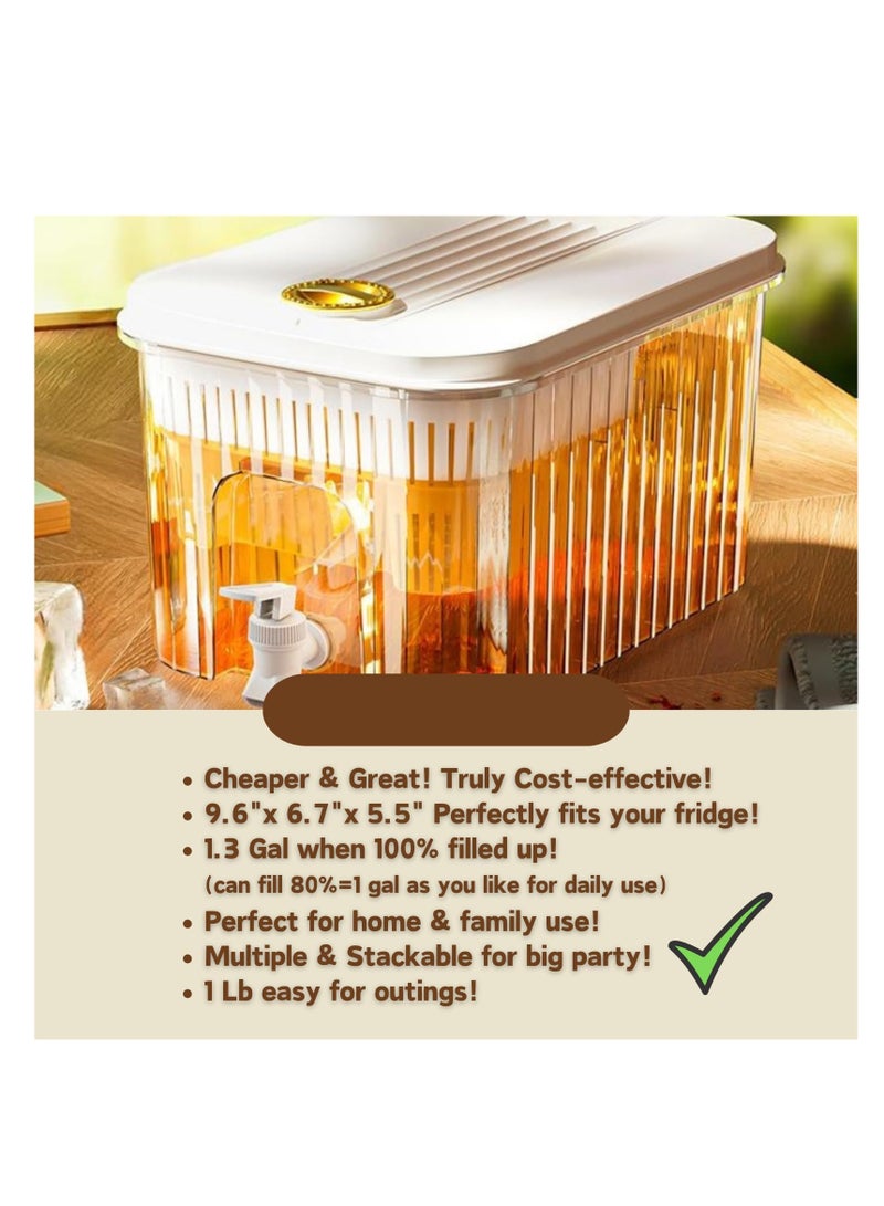 Barakah Beverage Dispenser for Fridge Clear Premium Plastic Small Iced Water Jug Holder with Filter Spout Spigot Refrigerator Drinks Container for Parties Juice Pitcher Juice Container Iced for Party - Image 5
