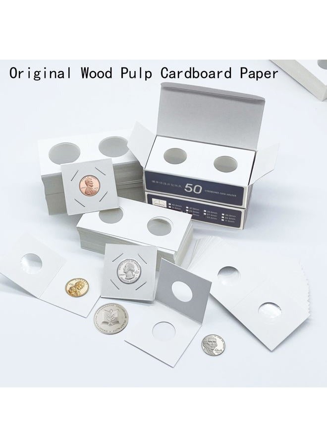 Xxmbbjy 600 Pcs Coin Flips 6 Assorted Sizes 2" x 2" Cardboard Coin Holders Mylar Coin Flips for Colletors Coin Collection Supplies for Dime, Dollars, Penny, Quarter, Nickels Collecting - Image 4