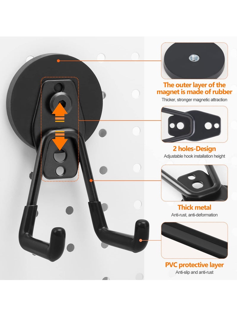 Strong Garage Magnetic Hooks, 3 Packs Strong Large Magnet Hooks, Heavy Duty Storage Utility Magnet Hooks with Anti-Slip Coating, for Toolbox, Hammer, Garden Tools, Drills (Black) - Image 2