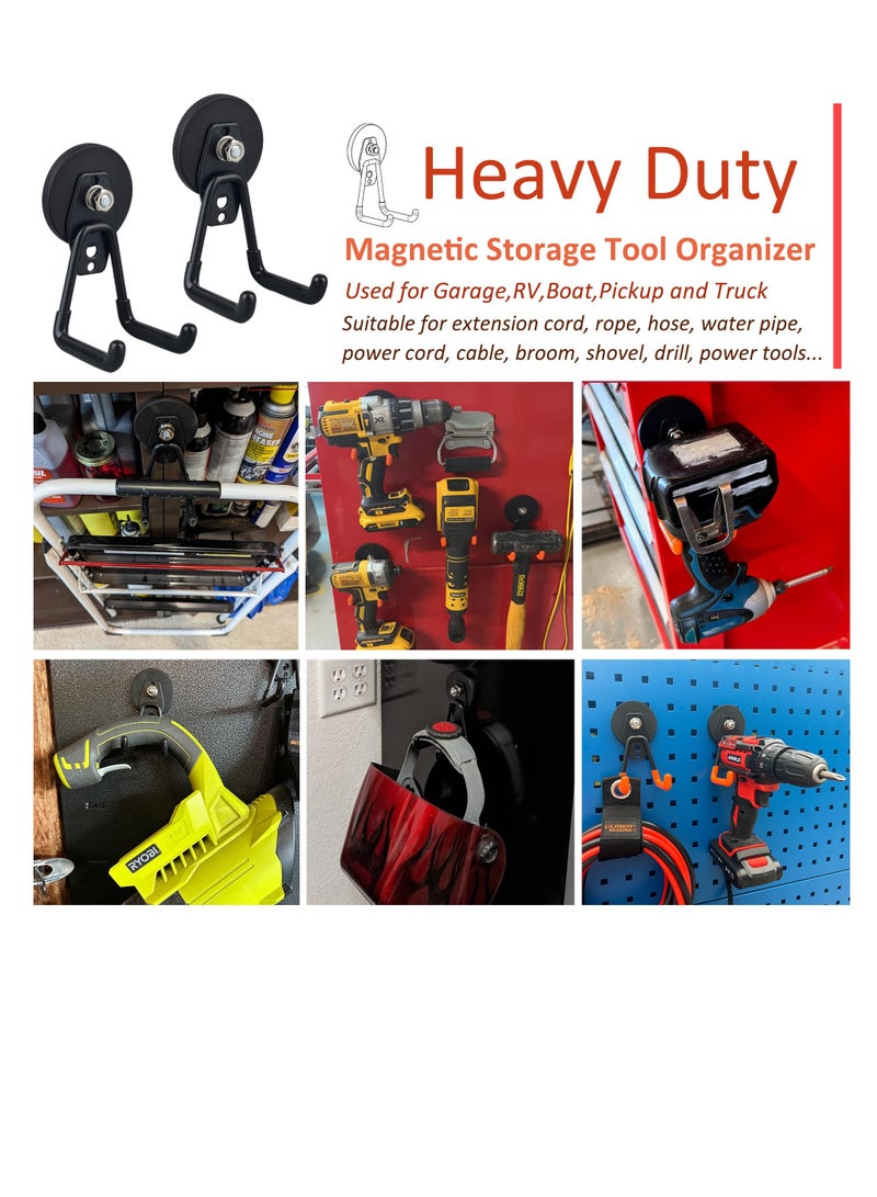 Strong Garage Magnetic Hooks, 3 Packs Strong Large Magnet Hooks, Heavy Duty Storage Utility Magnet Hooks with Anti-Slip Coating, for Toolbox, Hammer, Garden Tools, Drills (Black) - Image 5