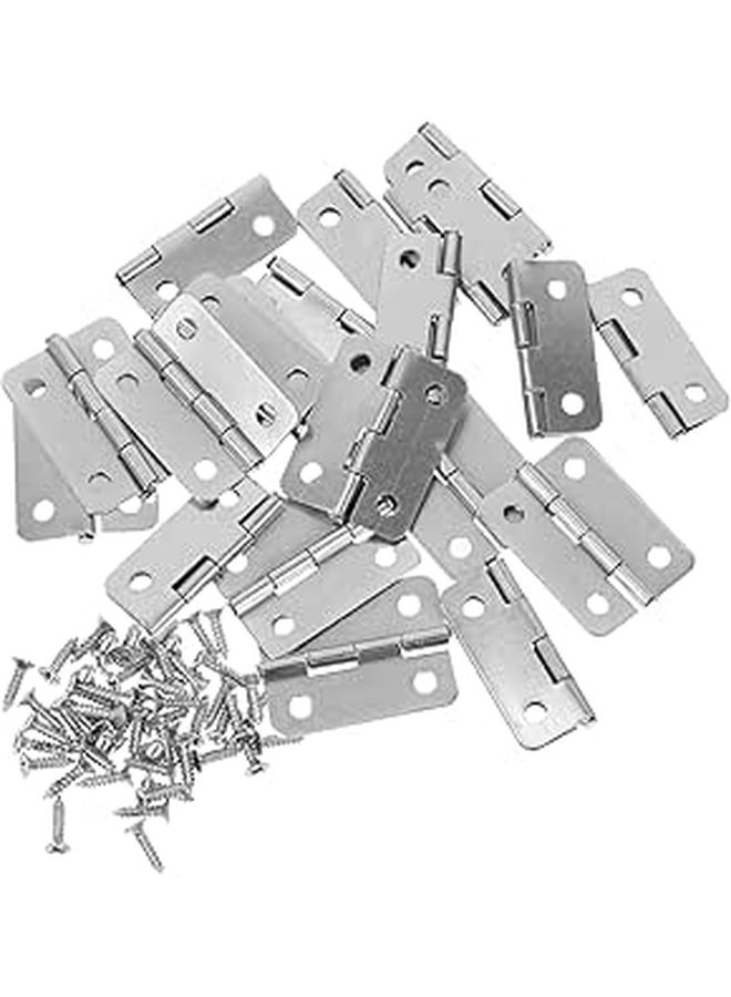 20 Small Silver Hinges for Wooden Boxes 1 Inch With 80 Screws - Image 1