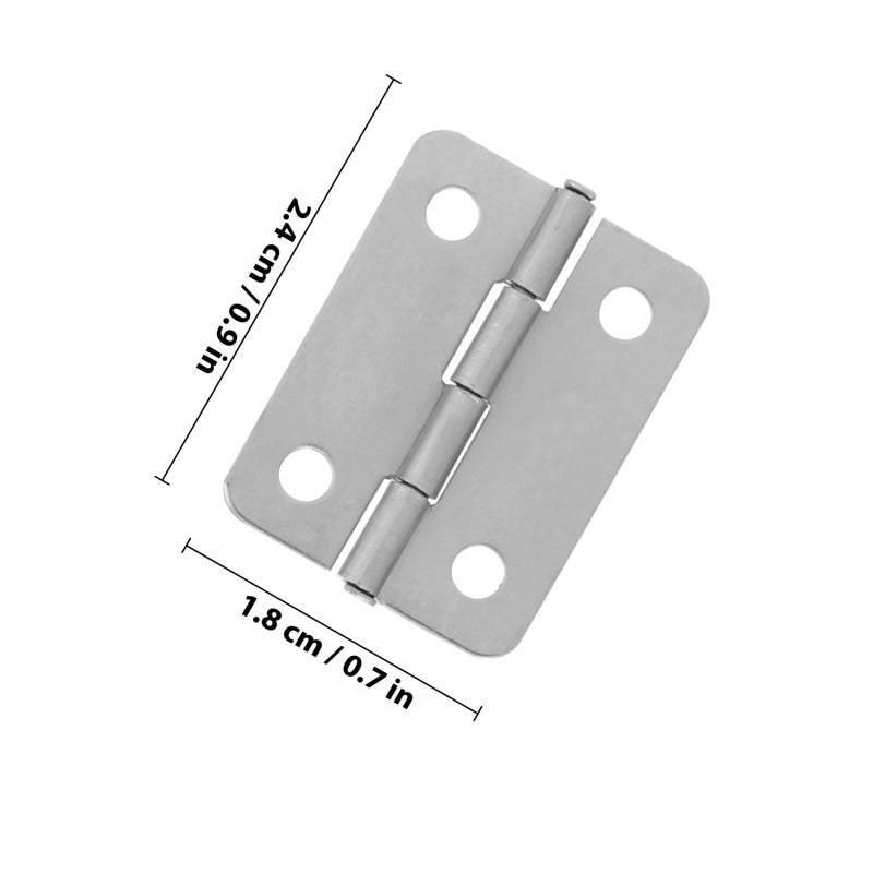 20 Small Silver Hinges for Wooden Boxes 1 Inch With 80 Screws - Image 3