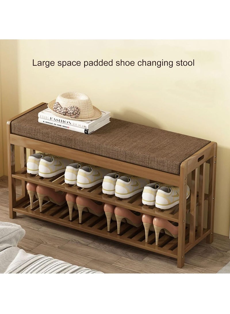HOME TASTE Bamboo Shoe Rack Bench with Seat - 2-Tier Wooden Shoe Cabinet & Organizer for Entryway, Hallway, Living Room, or Office - Multi-Function Shoe Storage Shelf 80 x 27 x 45 Cm cm - Image 5