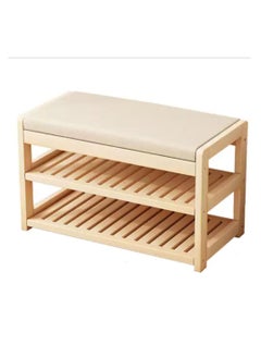 HOME TASTE Bamboo Shoe Rack Bench with Seat - 2-Tier Wooden Shoe Cabinet & Organizer for Entryway, Hallway, Living Room, or Office - Multi-Function Shoe Storage Shelf 59x47.5x31 cm, Beige  - Image 5