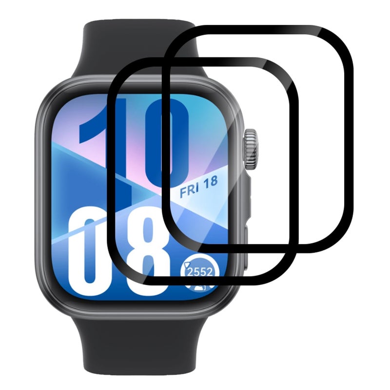 Azonee 2 Pack Soft Screen Protector for Huawei Watch Fit 4, Anti-Scratch HD Clear, Flexible Dial Guard, Black - Image 3