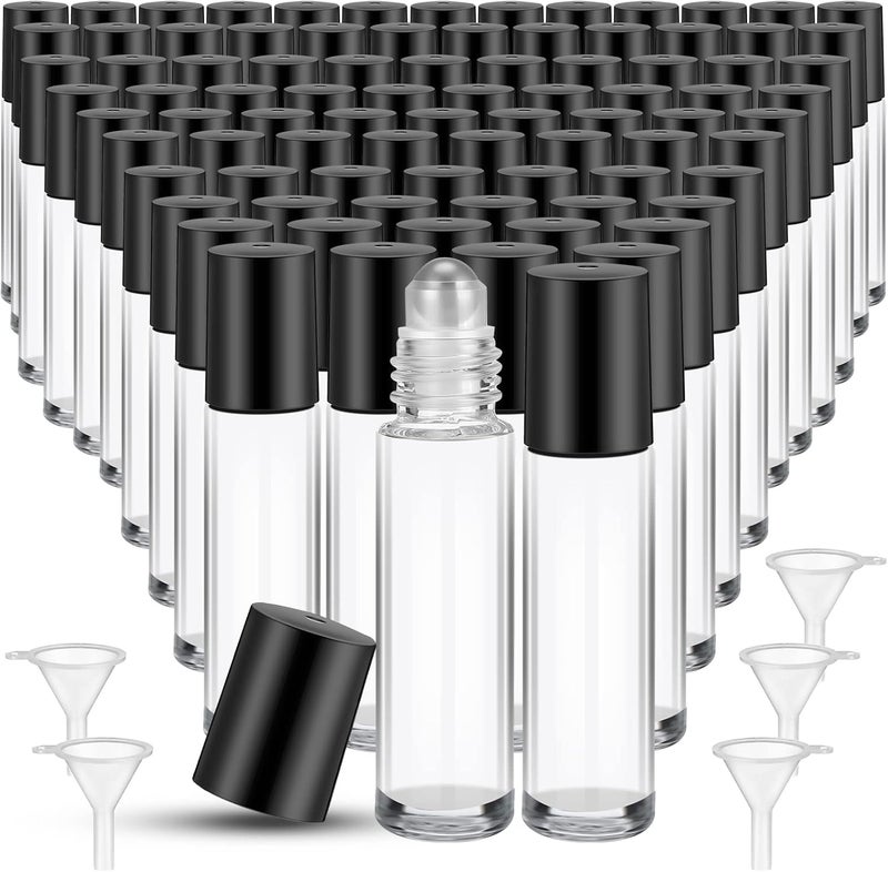 Sumind Sumind 150 Pcs Essential Oil Roller Bottles 10 ml Glass Empty Roll on Bottles with Stainless Steel Balls Leak Proof with 5 Funnel for Travel Essential Oil(Clear) 