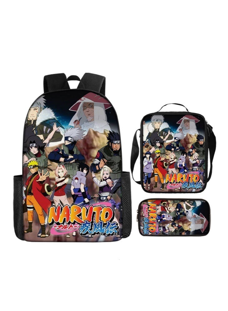 Naruto The new Naruto backpack, pencil case, shoulder bag, three-piece suit, men's and women's leisure sports travel backpack, student school backpack - Image 1