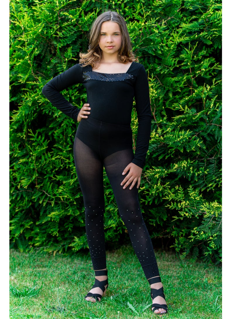 Allium Girl's Leggings/tights With Rhinestones - Image 1