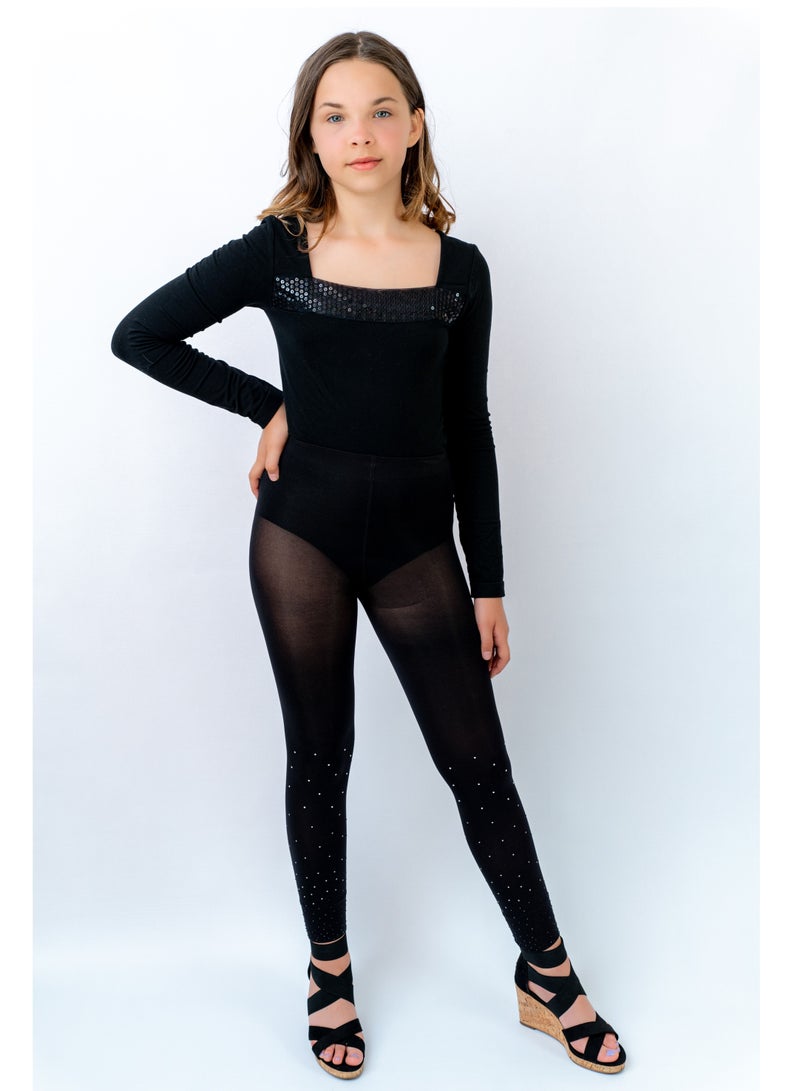 Allium Girl's Leggings/tights With Rhinestones - Image 2