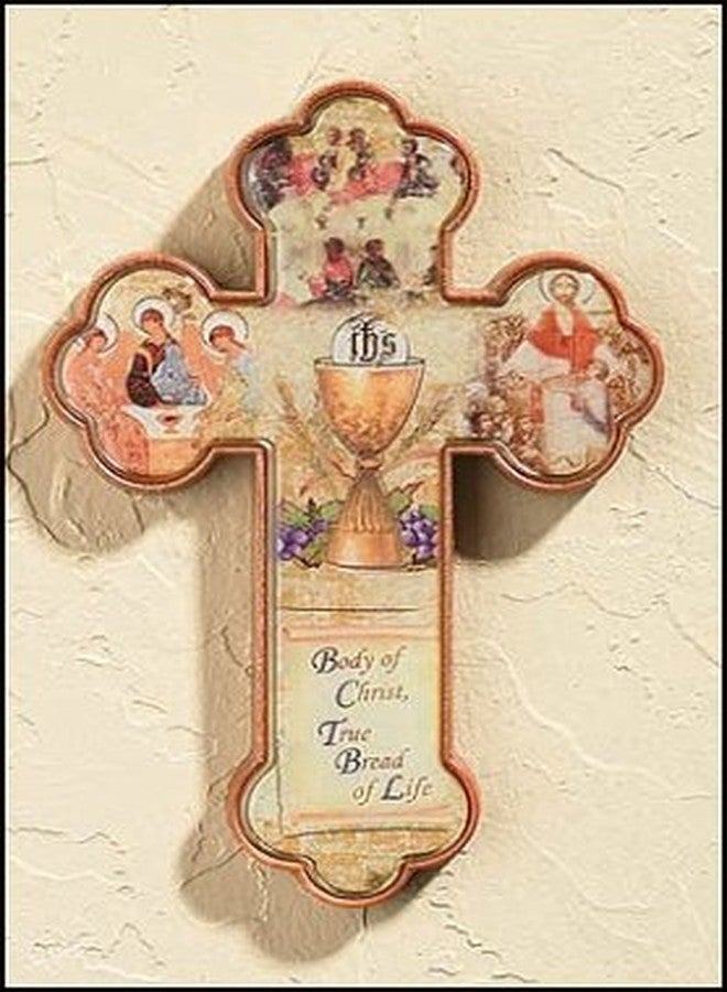 1home Children's First Holy Communion Body of Christ Cross Traditional Art Christian Sayings Keepsake