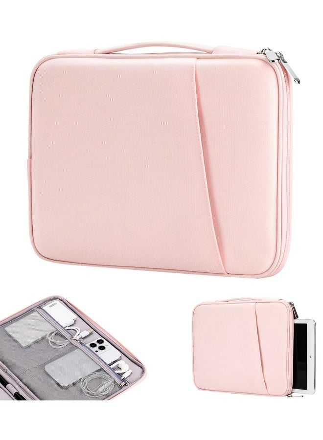 13 Inch Tablet Sleeve for iPad Air 13" M3 2025, iPad Pro 13"/12.9", Galaxy Tab S9/S10 Plus/S9 FE+/S9 FE Plus 12.4", Remarkable Paper Pro 11.8", Protective Bag with Pockets, Pink