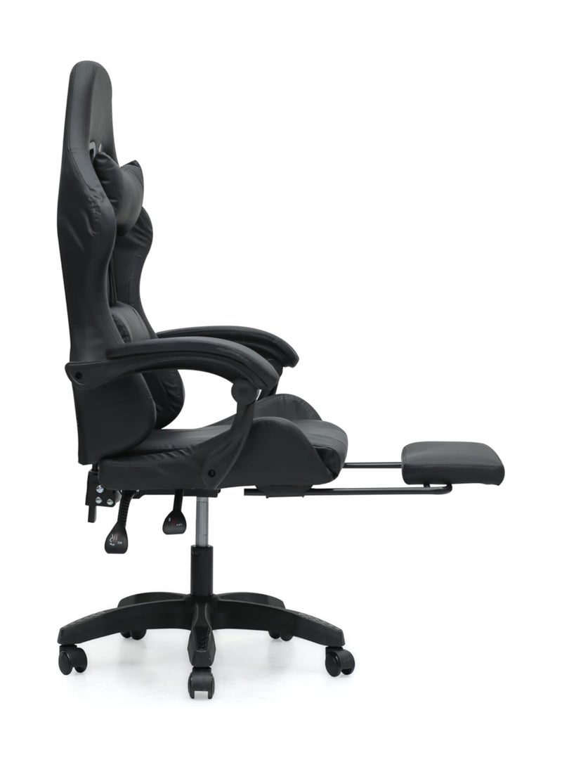 KARNAK Ergonomic Leather Gaming Chair with Headrest, Lumbar Support, and Footrest - Ultimate Comfort for Gamers 30FR-Black - Image 3