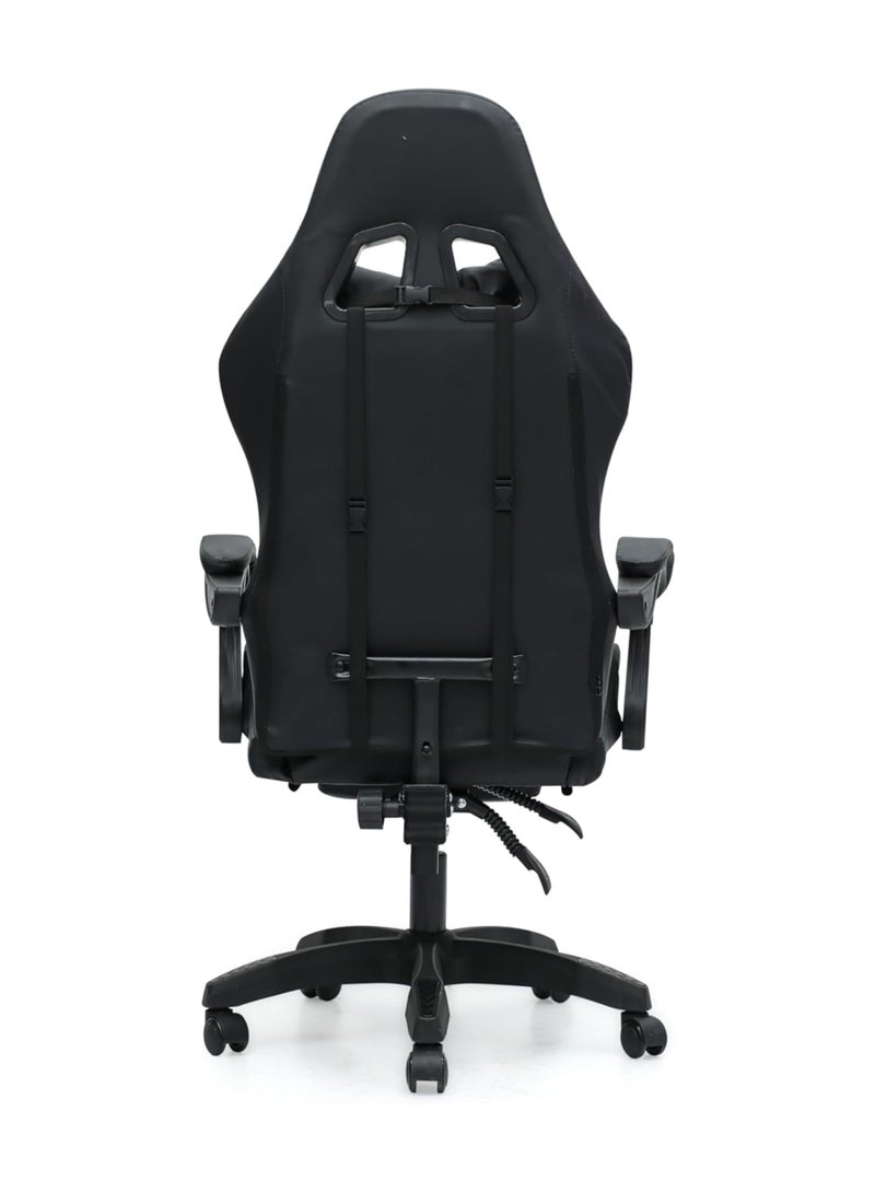 KARNAK Ergonomic Leather Gaming Chair with Headrest, Lumbar Support, and Footrest - Ultimate Comfort for Gamers 30FR-Black - Image 5