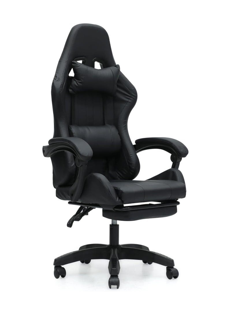 KARNAK Ergonomic Leather Gaming Chair with Headrest, Lumbar Support, and Footrest - Ultimate Comfort for Gamers 30FR-Black - Image 1