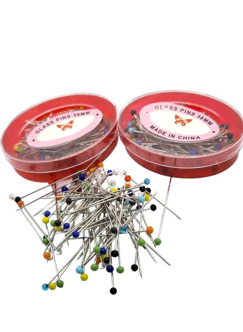 two boxes of Multicolor Hijab Pins Set,  Pins (0.6X38MM), The Quality Material Used In Its Construction Makes It Durable, About 30 Pin By Piece, 2 PCS - Image 1