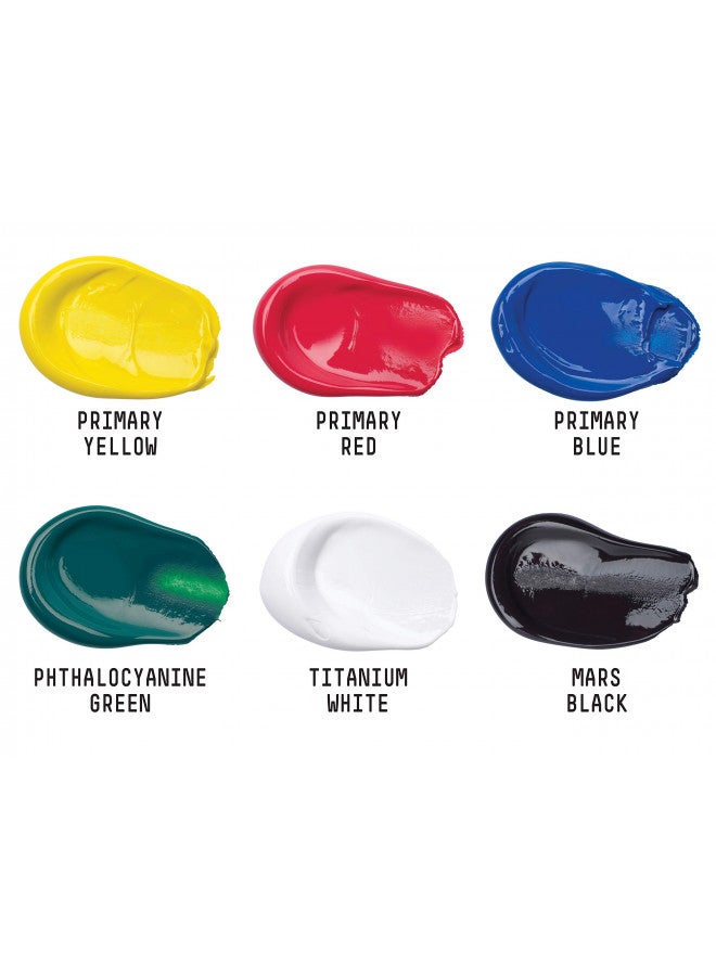 Liquitex BASICS Acrylic Paint Set, 6 x 22ml Tube Paint Set, Primary, Blue,Color Mixing,Green,White, 0.7 Fl Oz (Pack of 6) - Image 2