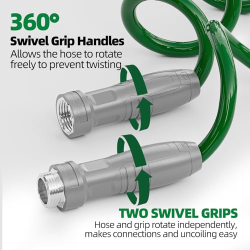 SPECILITE 3/8" Lightweight Coil Garden Hose 50 FT, EVA Flexible Curly Water Pipes with 6-Pattern Spray Nozzle for Boat, Greenhouse, Yard, Patio, Green - Image 4