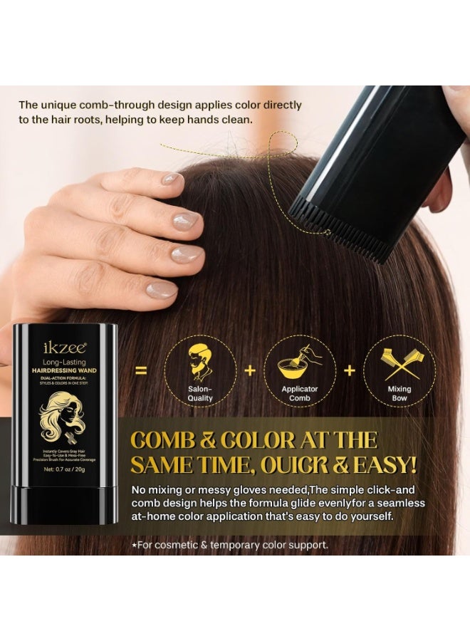 IKZEE Hair Color Stick Dark Brown, Grey Root Cover Up Instant Hair Root Touch-Up Stick, Temporary Hair Dye For Natural Gray Coverage, Long-Lasting Moisturizing Formula With Plant Extracts 20g - Image 4