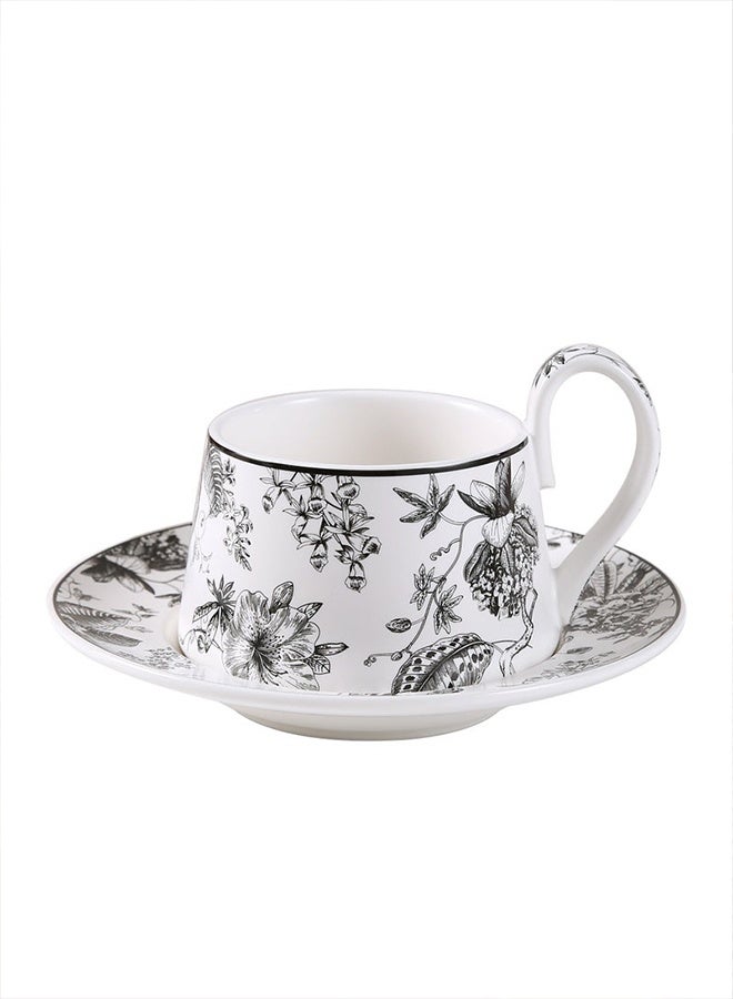 Aijmil كوب قهوة خزفي مزهر بتصميم عتيق مع صحن، مجموعة أكواب شاي بريطانية بسعة 300 مل، أكواب ماء حديثة من البورسلين للمكتب والمنزل، علبة هدايا لعيد ميلاد النساء. - Image 2