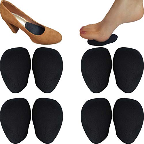 High Heel Pads Cushions Inserts 4 Pairs Ball of Foot Metatarsal Forefoot Pain Relief AntiSlip Shoe Insoles for Women Black Thick