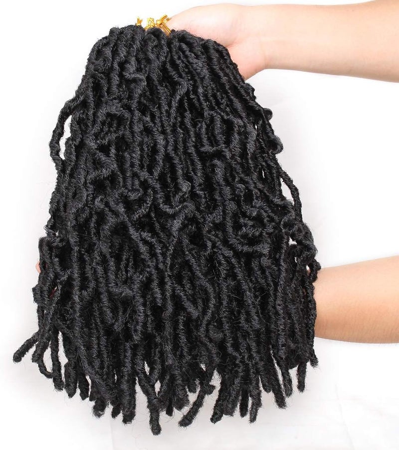 Leeven 12 Inch 108 Strands Short Soft Locs Crochet Braids Hair For Distressed Butterfly Locs Black Curly Faux Locs Crochet Braiding Hair For Women 6 packs/lot 1B# - Image 2