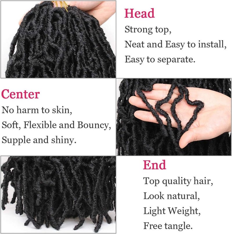 Leeven 12 Inch 108 Strands Short Soft Locs Crochet Braids Hair For Distressed Butterfly Locs Black Curly Faux Locs Crochet Braiding Hair For Women 6 packs/lot 1B# - Image 4
