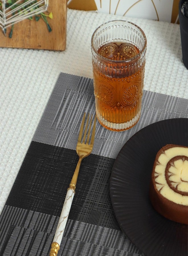 HeloHo Black Placemats Set of 6 Washable Place Mats Vinyl Woven Table Mats Wipeable Placemat for Kitchen Dining Table Decoration Indoor Outdoor - Image 3