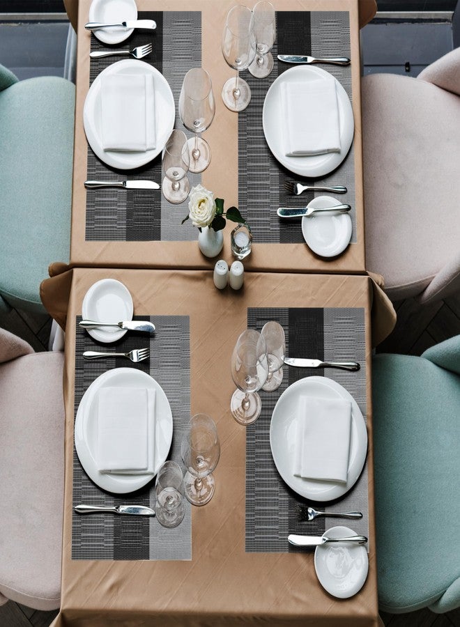 HeloHo Black Placemats Set of 6 Washable Place Mats Vinyl Woven Table Mats Wipeable Placemat for Kitchen Dining Table Decoration Indoor Outdoor - Image 5