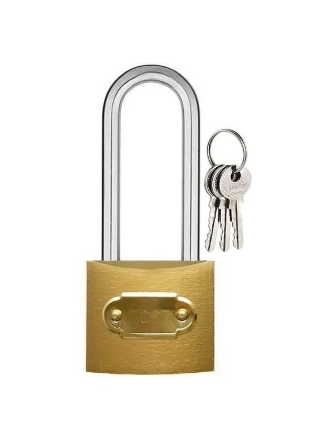 Lukadah Long Shackle Padlock with 3 Keys, Heavy Duty Brass Padlock for Gates, Lockers, Sheds, Storage Units, Tool Boxes, Outdoor Security Lock, Rust Resistant Hardened Steel Shackle, High Security Keyed Padlock for Home and Commercial Use - Image 1