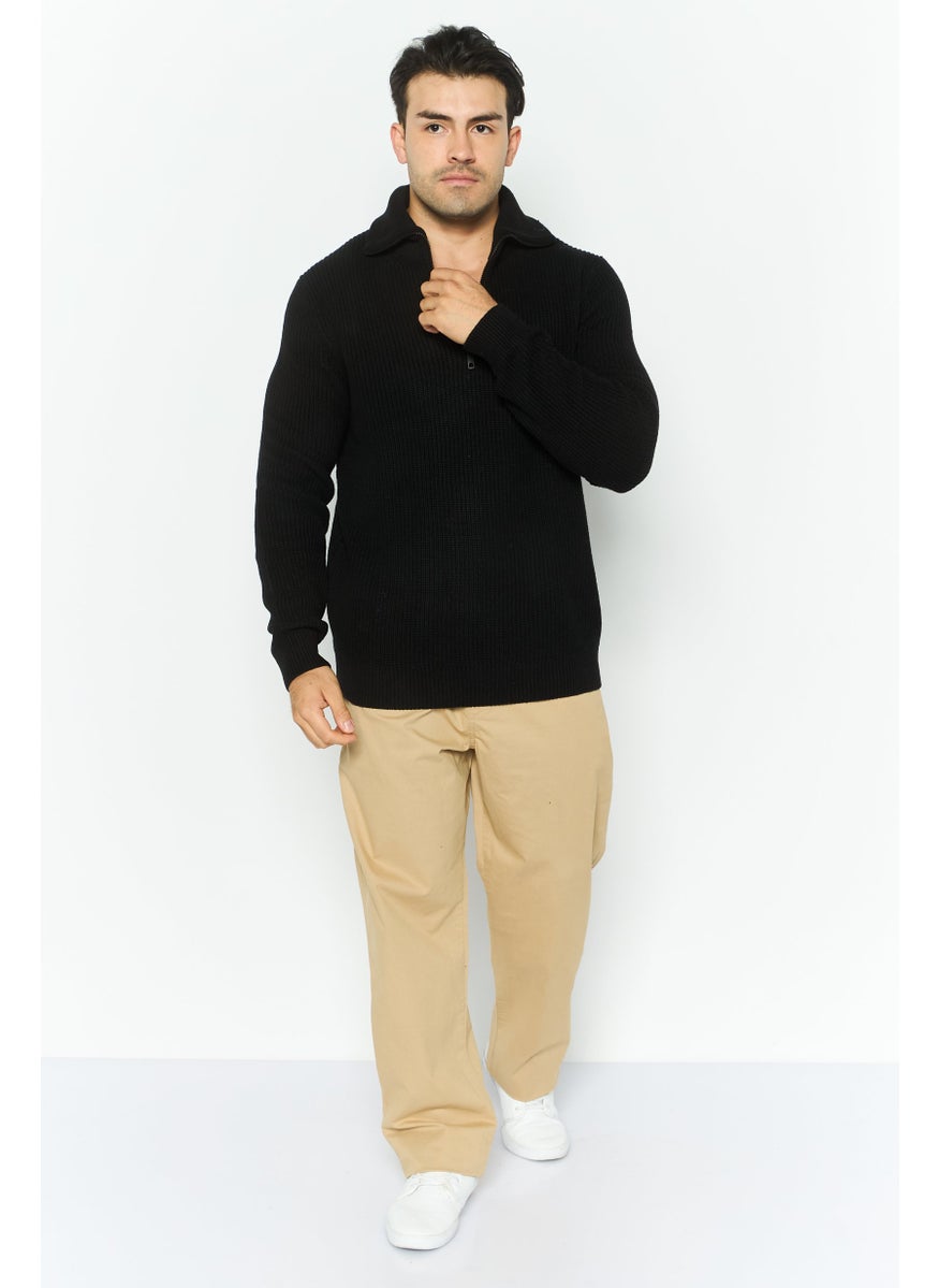ESPRIT - Men High Neck Long Sleeves Textured Sweater, Black - Image 1