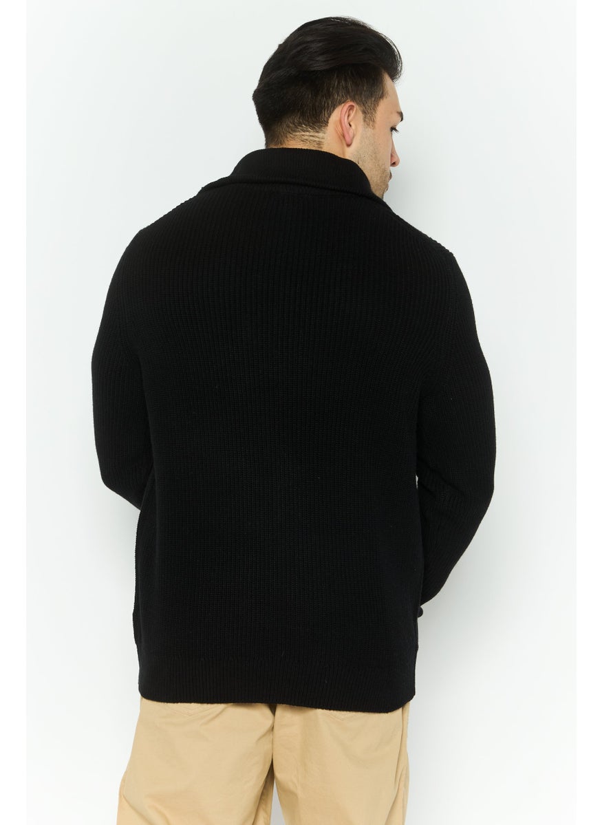 ESPRIT - Men High Neck Long Sleeves Textured Sweater, Black - Image 1