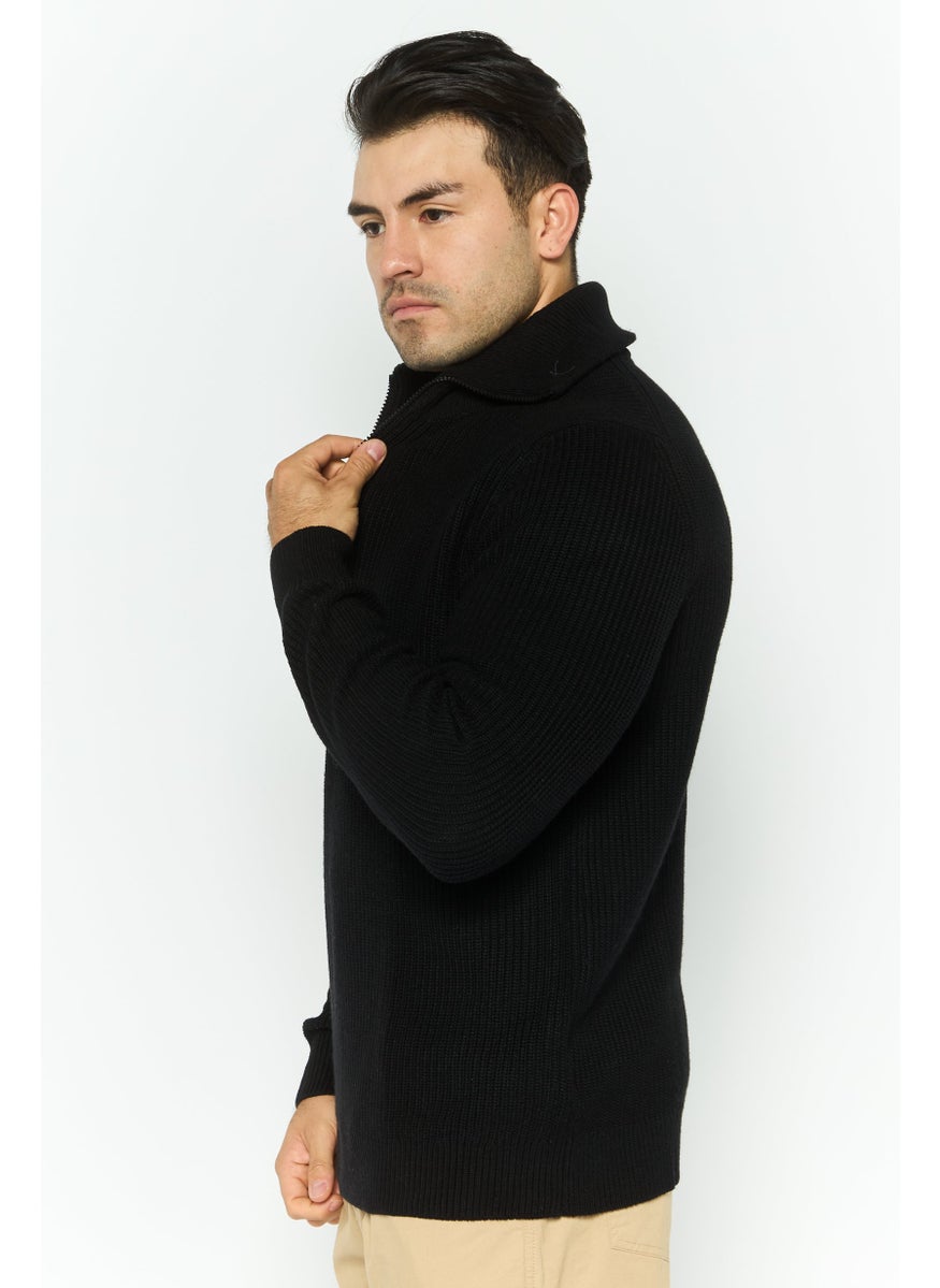ESPRIT - Men High Neck Long Sleeves Textured Sweater, Black - Image 1