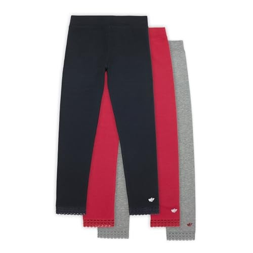 Lucky Me Lucky & Me Jada Athletic Leggings for Girls, 3 Pack, Tagless, Lace Trim, Full Length, Black/Grey/Red, 6 - Image 1