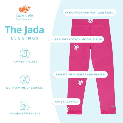 Lucky Me Lucky & Me Jada Athletic Leggings for Girls, 3 Pack, Tagless, Lace Trim, Full Length, Black/Grey/Red, 6 - Image 2