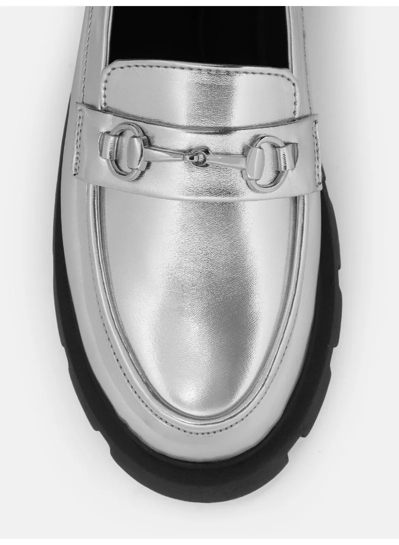 ZORIWORLD ZWLOAMOMSIL Moment Silver Loafers for Women - Embellished Loafers for Women | Best Price UAE
