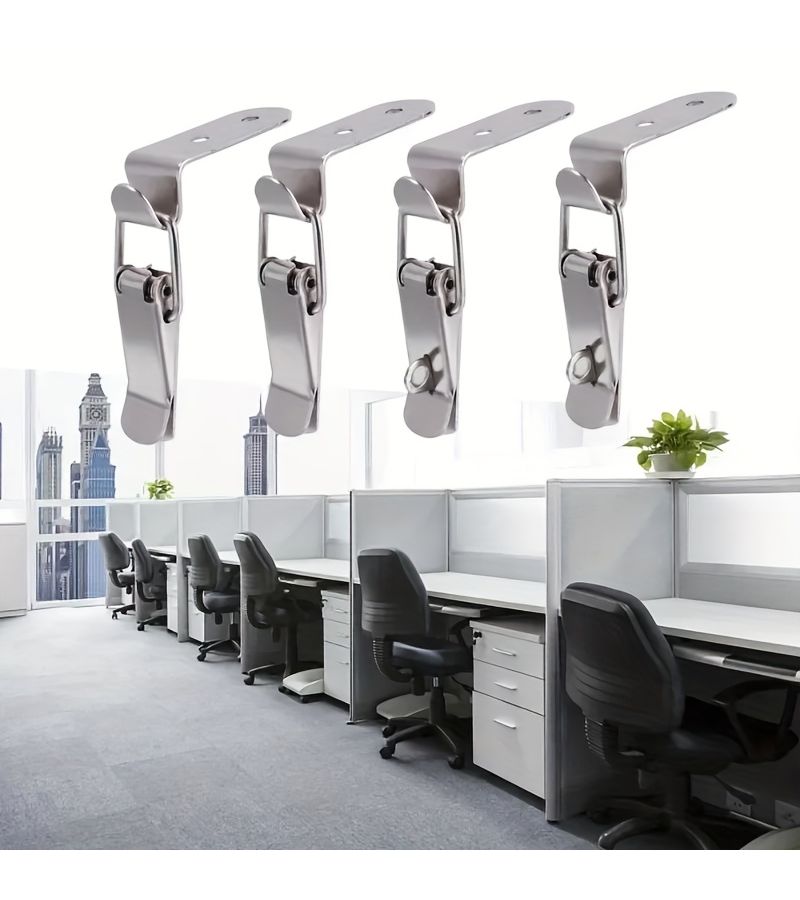 خطافات بطة 90 درجة 4 قطع، مشبك زنبركي معدني للصناديق - Image 1