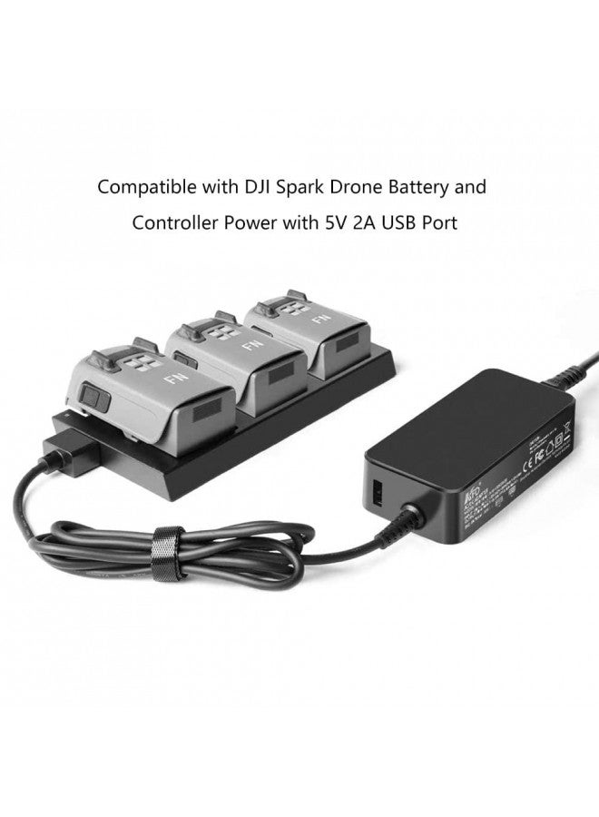 KFD AC Adapter 13.05V 3.85A 50W Charger Replacement for DJI Spark Drone Battery and Controller Power Supply Cord with 5V 2A USB Port - Image 4