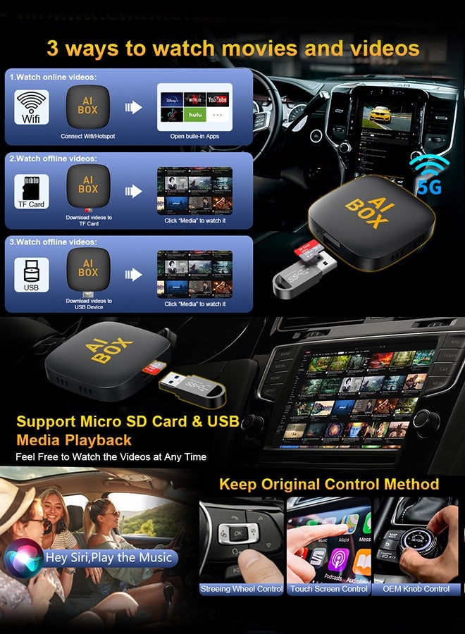 Carplay AI Box Android 13 Wireless Android Auto Smart TV Box For Youtube Netflix Toyota Mazda Hyundai Haval GMC Ford MG VW Kia - Image 5