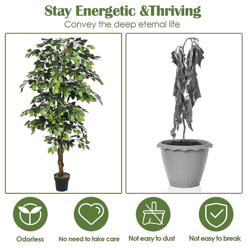 ARICK DECOR Arickdecor Artificial Ficus Plant for Home DecorOffice DecorGifting Natural Looking Indoor Plant with Pot 180 cm  - Image 3