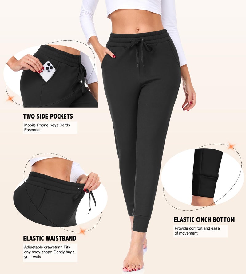 FULLSOFT Thick Fleece Lined Sweatpants for Women-Thermal Warm Athletic Joggers with Pockets Lounge Pants for Running Winter(Black,X-Large) - Image 4