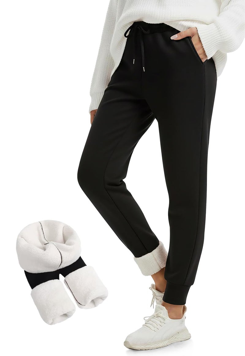 FULLSOFT Thick Fleece Lined Sweatpants for Women-Thermal Warm Athletic Joggers with Pockets Lounge Pants for Running Winter(Black,X-Large) - Image 1