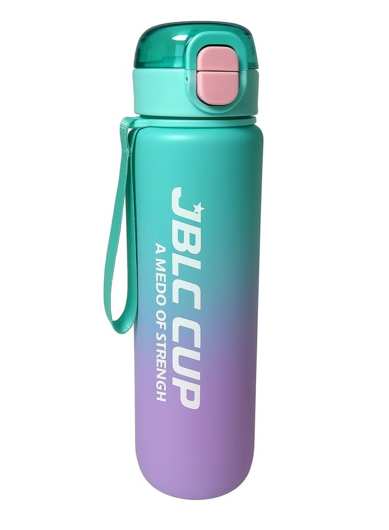 Drinking Water Bottle with Straw 1L/1000ml BPA Free Bottle Sport Drinks with Locking lip Cover, clip handle, & Leak Proof, light weight water bottle for Man & Women indoor and outdoor (Aqua-Purple) - Image 2