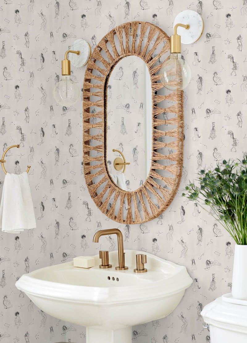 Mr. Kate RoomMates Luna Zodiac Cream and Graphite Toile Peel and Stick Wallpaper, RMK12768PLW - Image 2