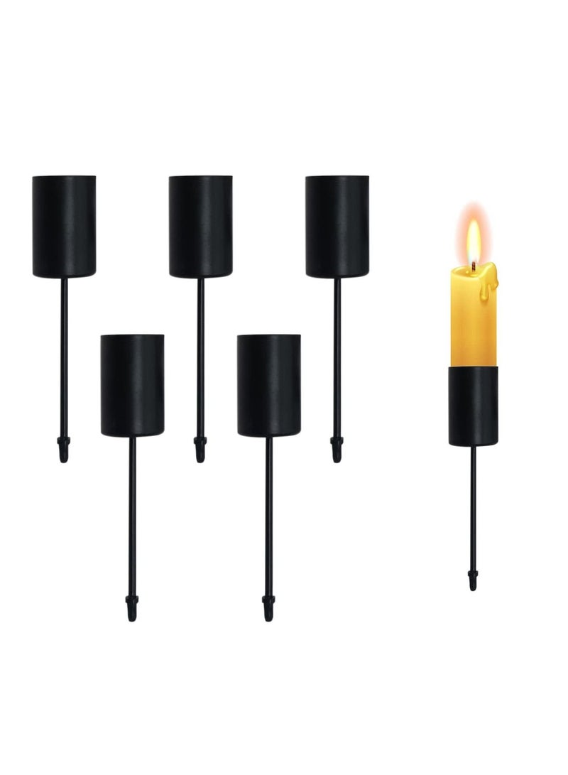 Captaintech 5 Pcs Candle Holders, Small Metal Candlestick Tapered Candlesticks for Home Decoration/Festival Decoration/Party/Wedding/Candlelight Dinner (Black) - Image 1