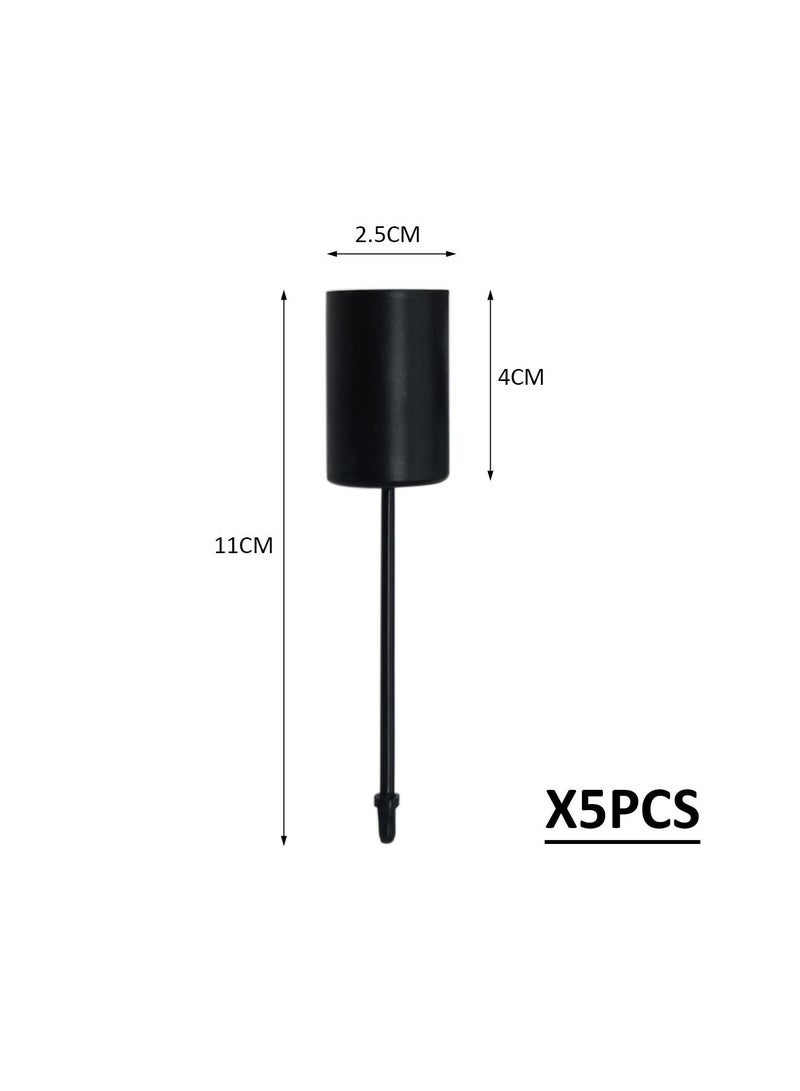 Captaintech 5 Pcs Candle Holders, Small Metal Candlestick Tapered Candlesticks for Home Decoration/Festival Decoration/Party/Wedding/Candlelight Dinner (Black) - Image 2